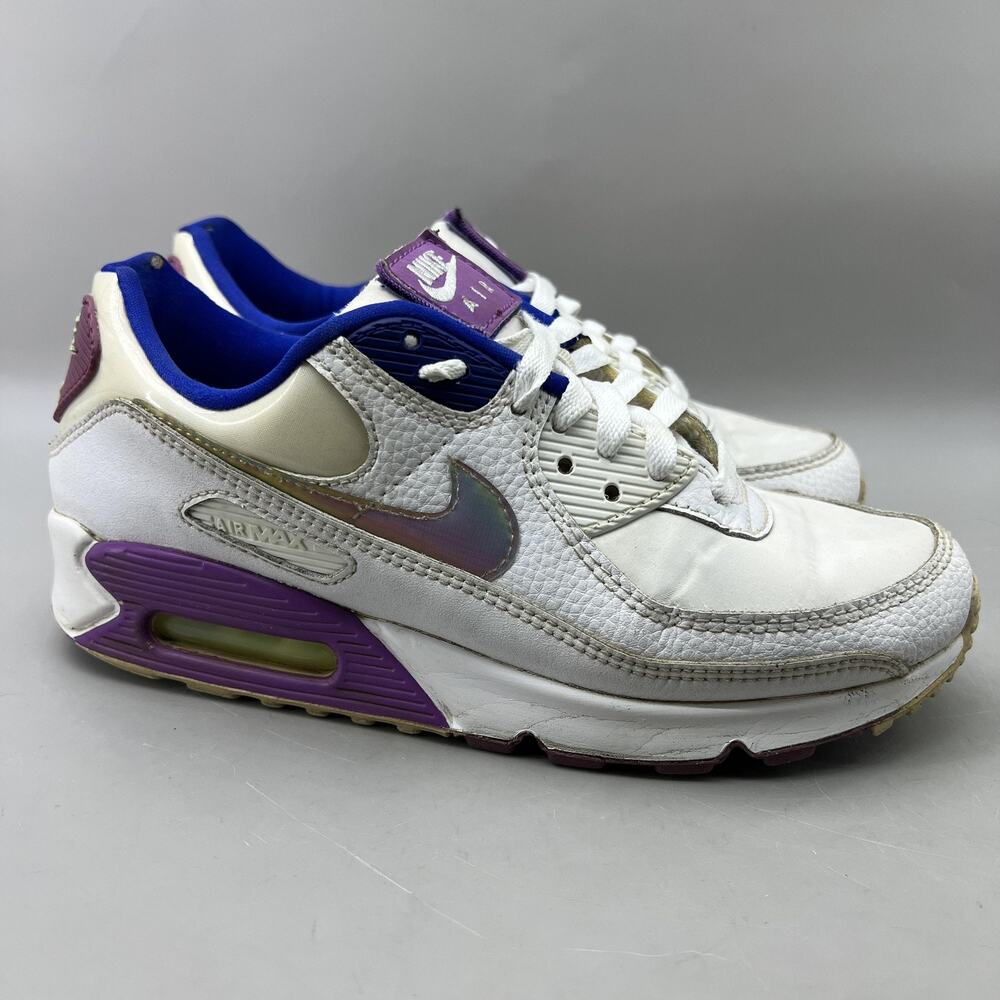 Nike Air Max 90 SE Easter Running Shoes Women's 8 White Purple Comfort Sneakers